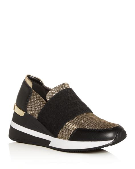 michael kors black and gold wedge sneakers|Michael Kors sneakers sale.